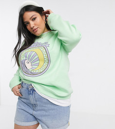 Oversized свитшот с принтом Daisy Street Plus-Зеленый