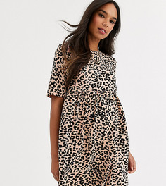 Свободное платье мини с леопардовым принтом ASOS DESIGN Maternity-Мульти