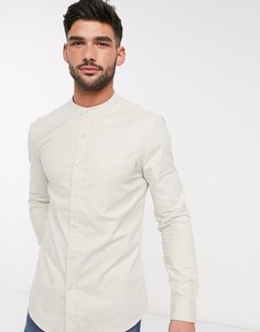 Светло-бежевая оксфордская рубашка с длинными рукавами Topman-Светло-бежевый