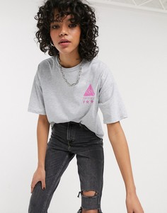 Меланжевая свободная футболка с принтом ASOS DESIGN-Серый
