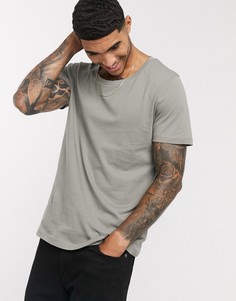 Футболка цвета хаки с овальным вырезом ASOS DESIGN-Зеленый