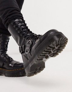 Высокие черные ботинки с заклепками и 10 парами люверсов Dr Martens Jadon-Черный
