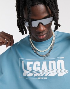 Oversized-футболка с принтом на груди ASOS DESIGN-Синий