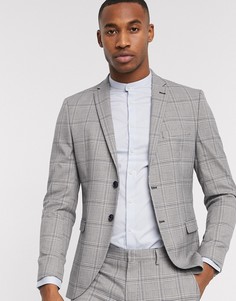 Серый узкий пиджак в клетку "принц Уэльский" Selected Homme