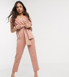 Комбинезон с заниженной линией плеч ASOS DESIGN Petite-Розовый