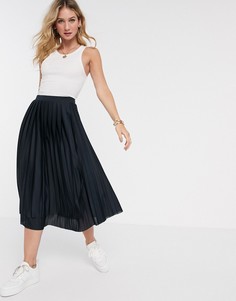 Темно-синяя плиссированная юбка миди ASOS DESIGN-Темно-синий