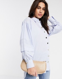 Синяя рубашка в полоску River Island-Синий