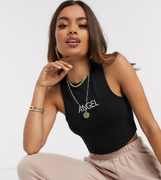 Черная короткая майка в рубчик Missguided Petite-Черный