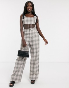 Широкие брюки в клетку от костюма In The Style x Fashion Influx-Мульти