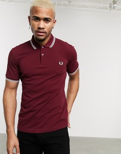 Бордовое поло с логотипом и кантом Fred Perry-Красный
