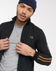 Черная олимпийка с лентой на рукавах Fred Perry-Черный