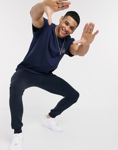 Темно-синяя oversized-футболка с принтом на груди New Look-Темно-синий