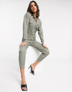 Светло-зеленый комбинезон с завязкой на талии River Island