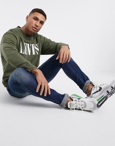 Оливково-зеленый свободный свитшот с логотипом Levis-Синий Levis®