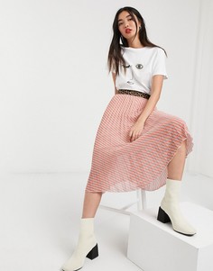 Юбка в полоску с леопардовым поясом Soaked In Luxury-Мульти