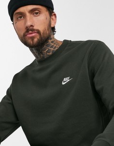 Свитшот цвета хаки с круглым вырезом Nike Club-Зеленый