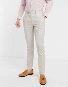 Брюки скинни из смеси хлопка и льна ASOS DESIGN wedding-Светло-бежевый
