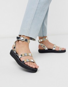Серебристые сандалии в ковбойском стиле ASOS DESIGN-Серебряный