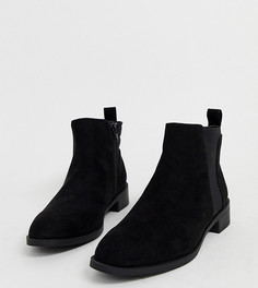 Черные замшевые ботинки челси для широкой стопы Simply Be-Черный