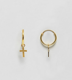 Серьги-кольца с крестиками из позолоченного серебра Kingsley Ryan-Золотой