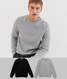 2 свитшота (черный/серый меланжевый) ASOS DESIGN-Мульти