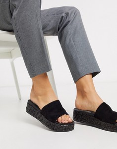 Черные кожаные мюли на плоской платформе Steve Madden-Черный