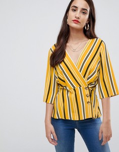 Топ в полоску с запахом ASOS DESIGN-Мульти
