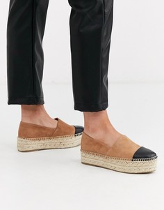 Светло-коричневые кожаные эспадрильи на плоской платформе Steve Madden-Светло-коричневый