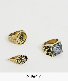 Комплект золотистых колец с полудрагоценным камнем Reclaimed Vintage эксклюзивно для ASOS-Золотой