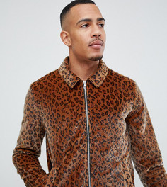 Спортивная куртка на молнии с леопардовым принтом ASOS DESIGN Tall-Светло-коричневый