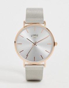 Серебристые часы с сетчатым браслетом и корпусом цвета розового золота Limit-Серебряный