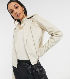 Светло-бежевая байкерская куртка из искусственной замши ASOS DESIGN Tall-Бежевый