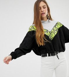 Худи в стиле колор блок разных цветов Bershka-Серый