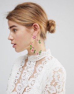 Эффектные серьги с цветочным орнаментом ASOS DESIGN-Золотой