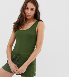 Комбинируемый топ для дома в рубчик с пуговицами ASOS DESIGN Tall-Зеленый