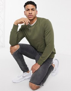 Оливковый свитшот с круглым вырезом Jack &Jones Essentials-Зеленый