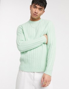 Мятно-зеленый джемпер с узором в косичку ASOS DESIGN