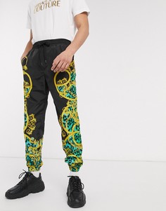 Черные брюки с принтом цепей Versace Jeans Couture-Бежевый