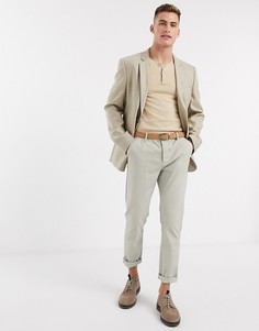 Бежевая футболка-поло с воротом на пуговицах ASOS DESIGN-Бежевый