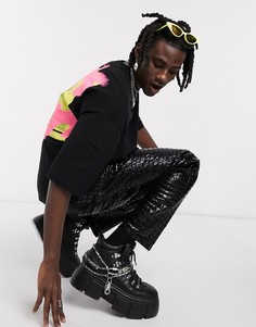 Oversized-футболка из плотного трикотажа с принтом на спине ASOS DESIGN-Черный