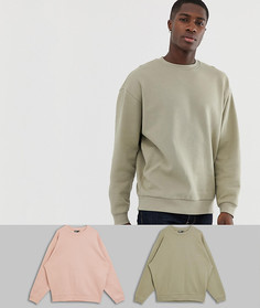2 oversize-свитшота (светло-зеленый/розовый) ASOS DESIGN-Мульти
