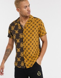 Рубашка от комплекта с отложным воротником и принтом с монограммой SikSilk-Коричневый