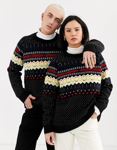 Свитер с длинными рукавами и узором Фэйр-Айл Opening Ceremony-Черный