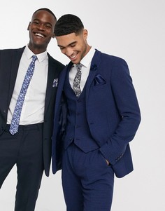 Синий супероблегающий пиджак в ломаную клетку ASOS DESIGN wedding