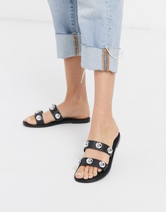 Черные кожаные сандалии ASOS DESIGN-Черный