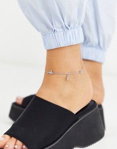 Браслет на ногу с подвесками ASOS DESIGN-Серебряный