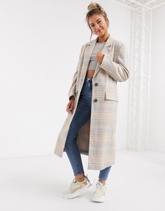 Длинное пальто oversize в клетку ASOS DESIGN-Мульти
