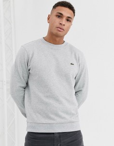 Серый свитшот с круглым вырезом и логотипом Lacoste
