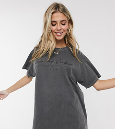 Темно-серая свободная футболка с логотипом Reclaimed Vintage-Серый