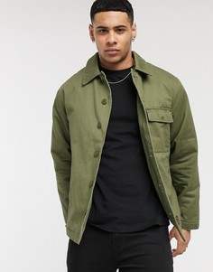 Куртка цвета хаки в стиле милитари Topman-Зеленый